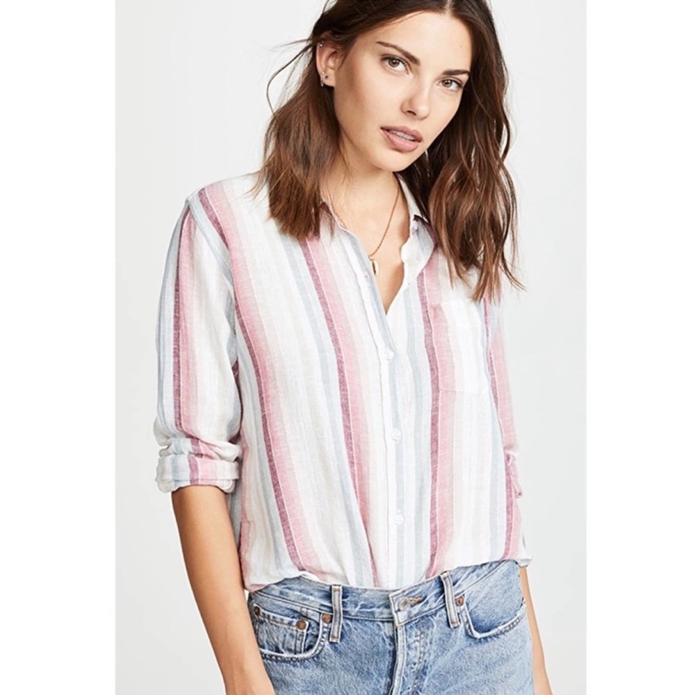 RAILS Charli Tropic Stripe Button Down Top Size Medium